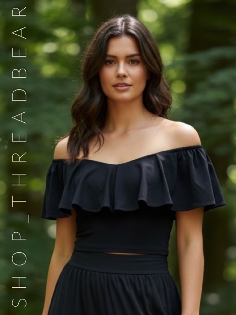 EUC ✶Free People✶ Black Stretch Knit Off Shoulder Ruffle Blouse Top | Small